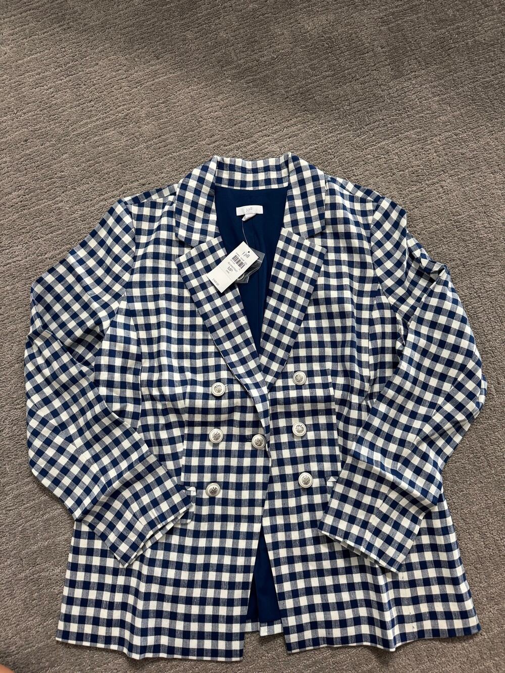 NEW J jill blaser in blue and white plaid in size Medium Petite